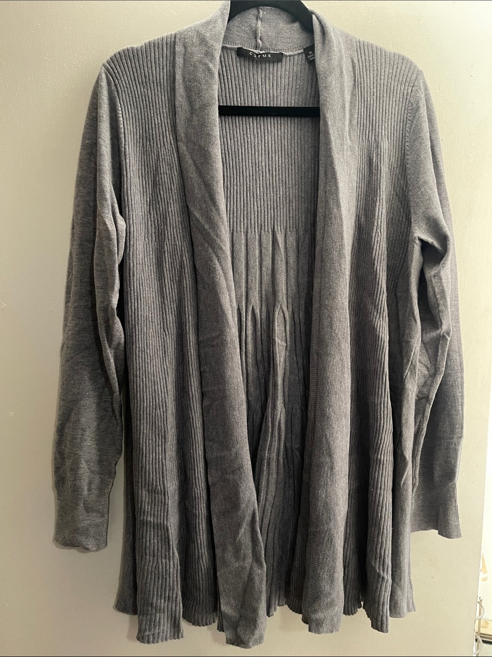 Cyrus Gray Ribbed Open-Front Cardigan